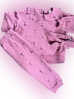 Pink Floral Baby Girl Pajama Set with Matching Headband